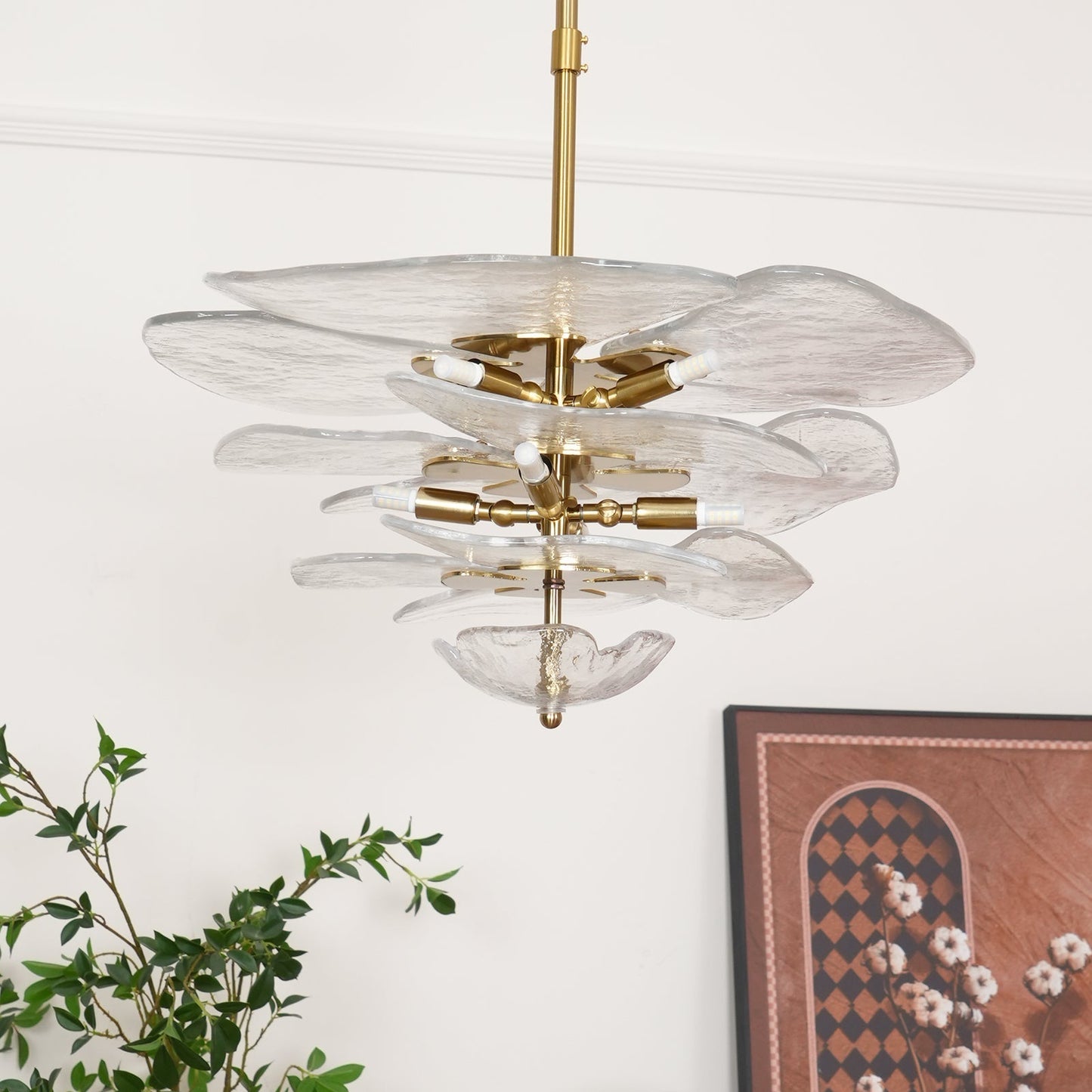Lotus Leaf Layered Glass Chandelier