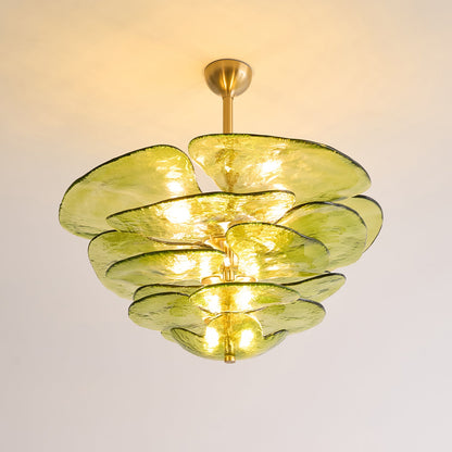 Lotus Leaf Layered Glass Chandelier