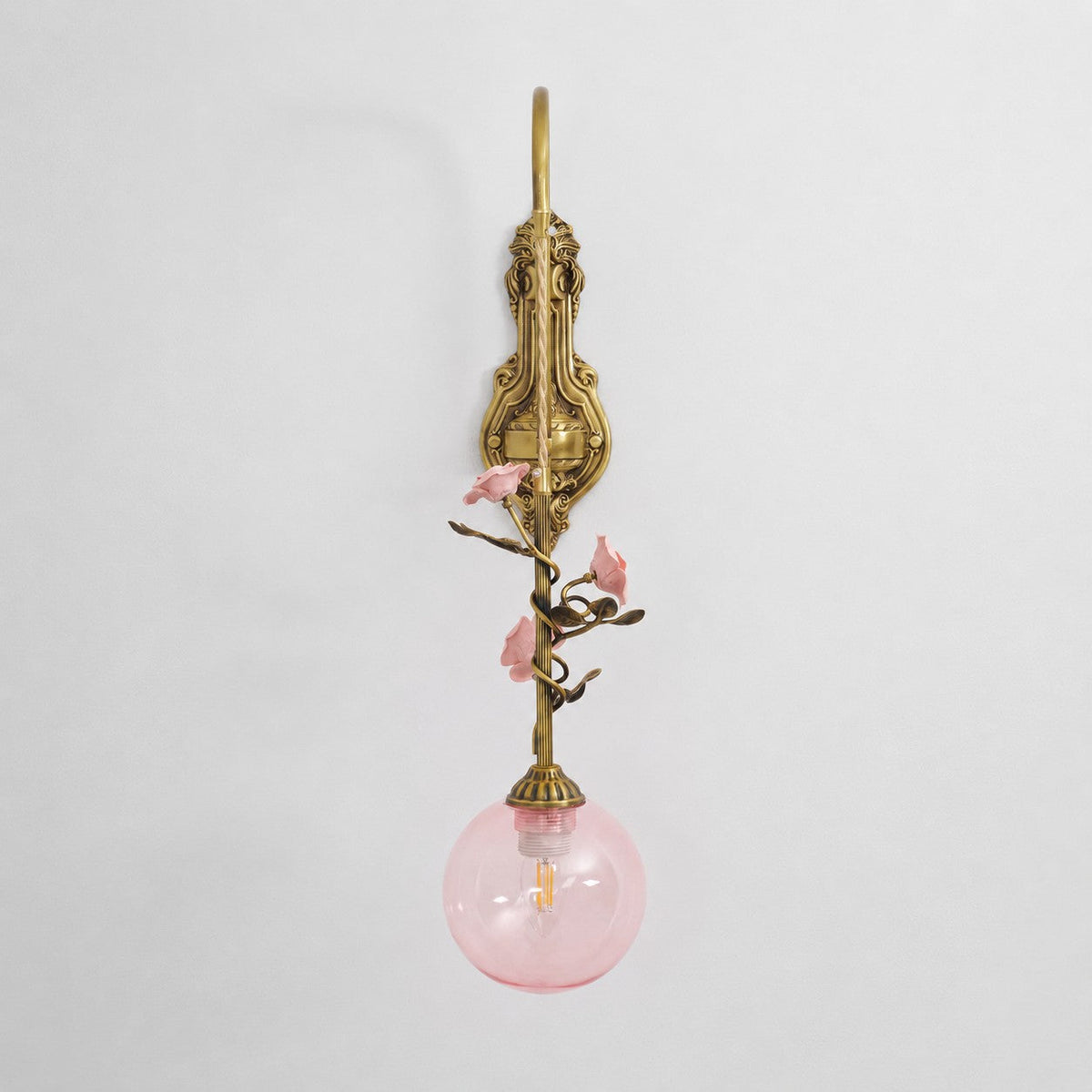 Evelyn Glass Rose Wall Sconce