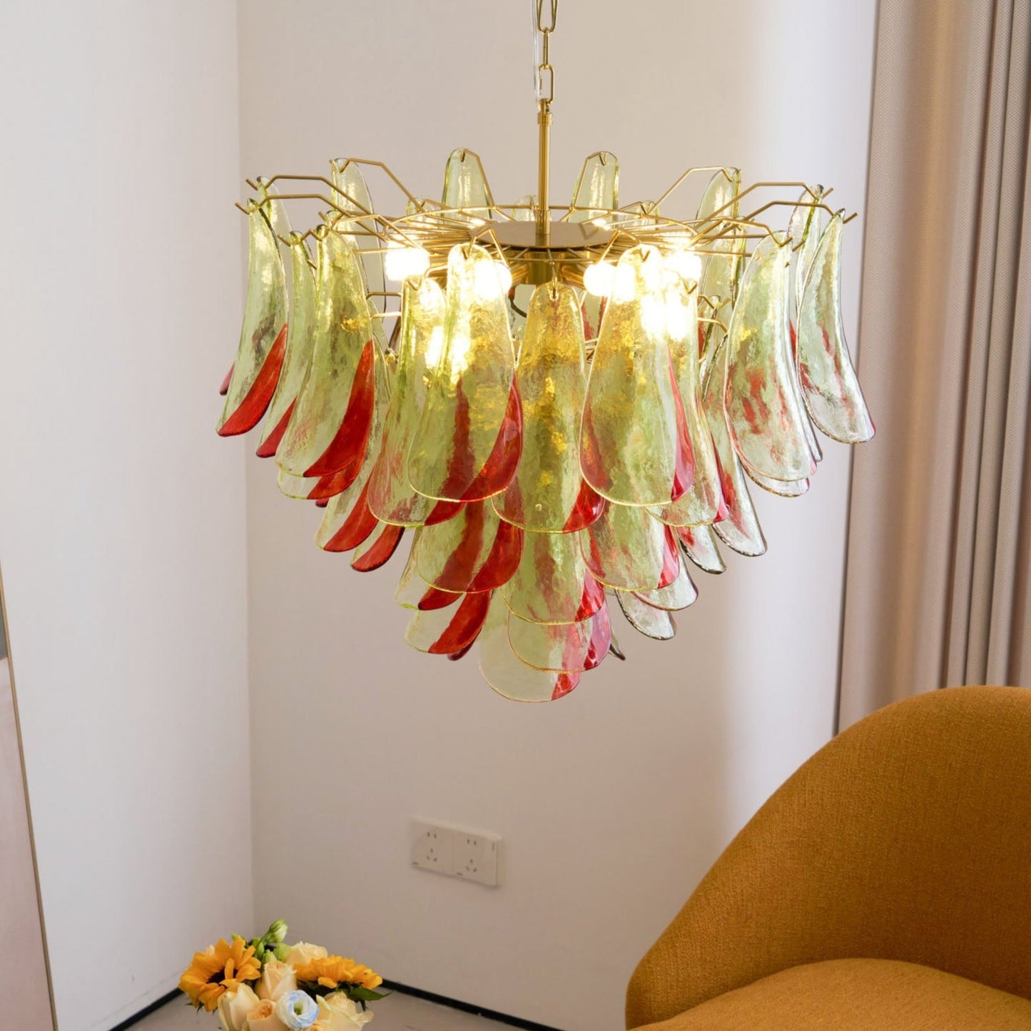 Emerald Flame Murano Glass Chandelier