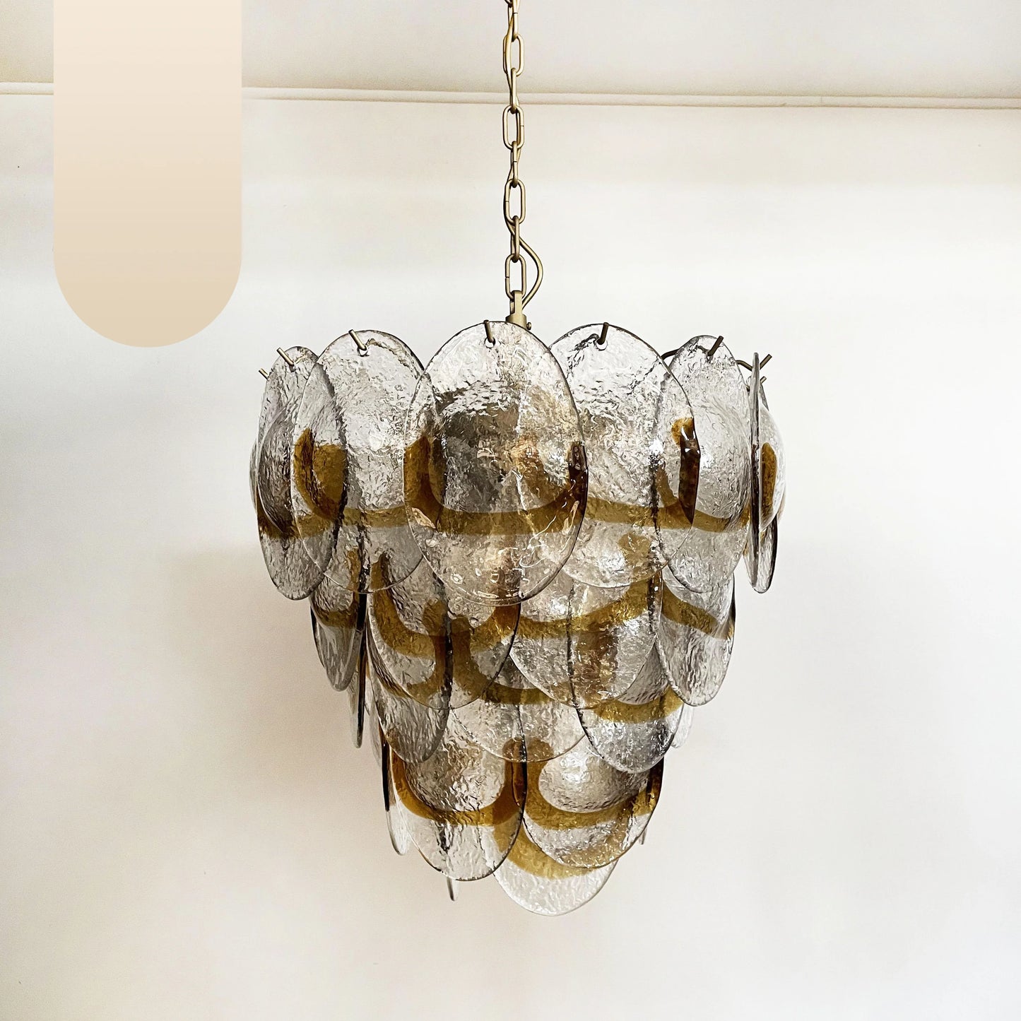 Mazzega Murano Transparent Amber Glasses Chandelier