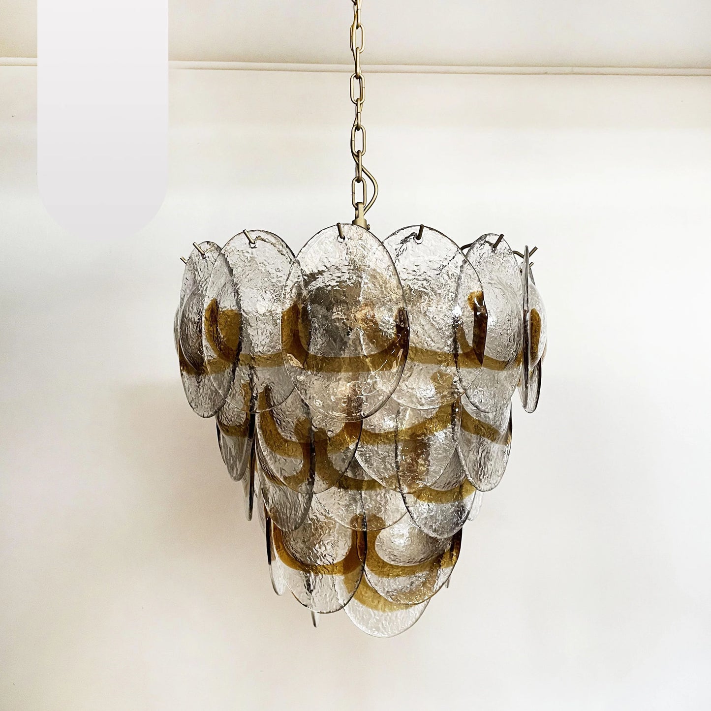 Mazzega Murano Transparent Amber Glasses Chandelier