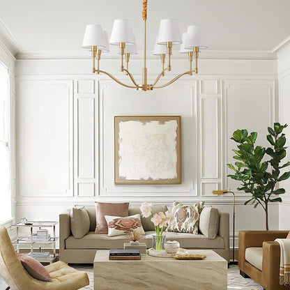Meridian Mid Century Brass Chandelier