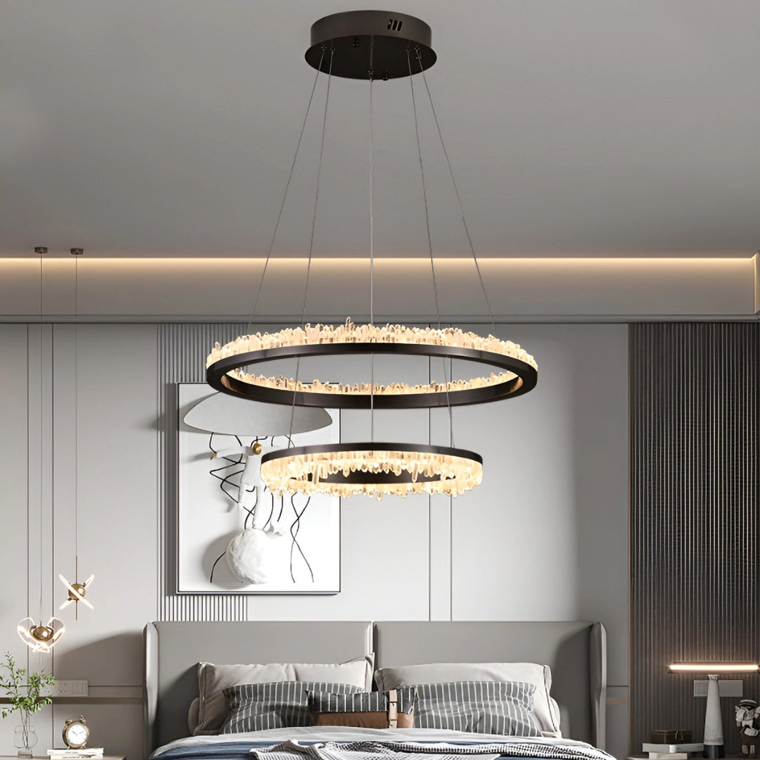 Minimalistic Crystal Quartz LED Chandelier