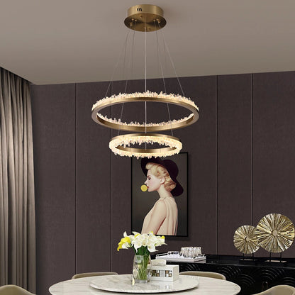 Minimalistic Crystal Quartz LED Chandelier