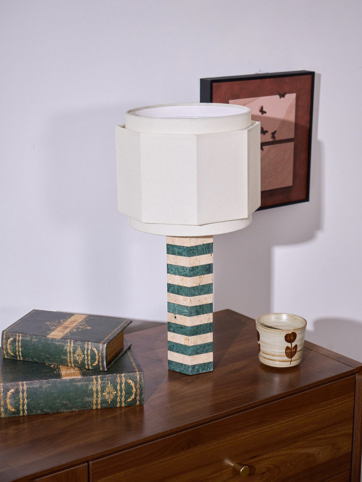 Modari Striped Stone Table Lamp