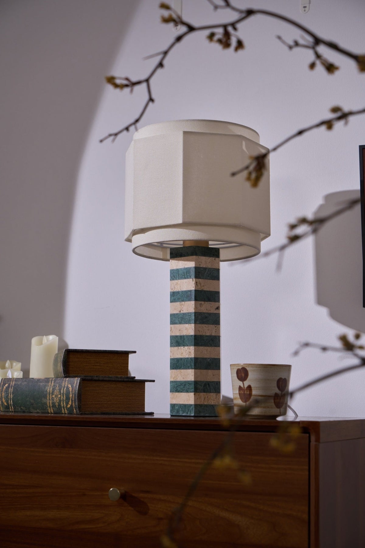 Modari Striped Stone Table Lamp