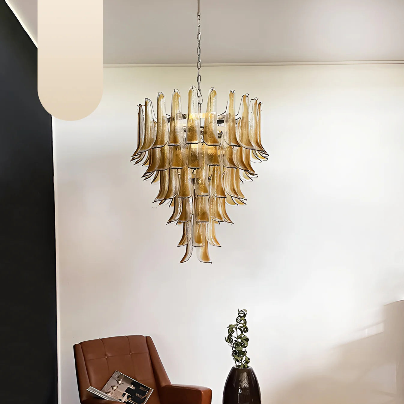 Murano Amber Glass Petals Chandelier
