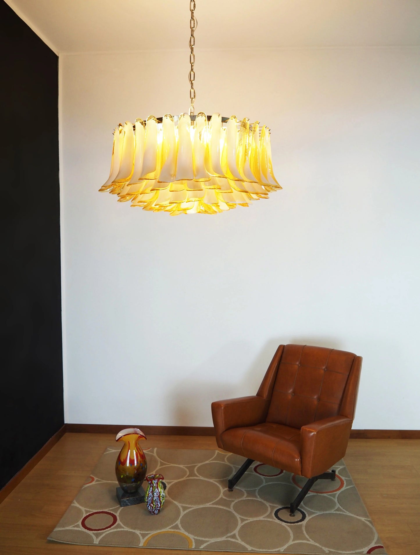 Murano Caramel Glass Petal Chandelier