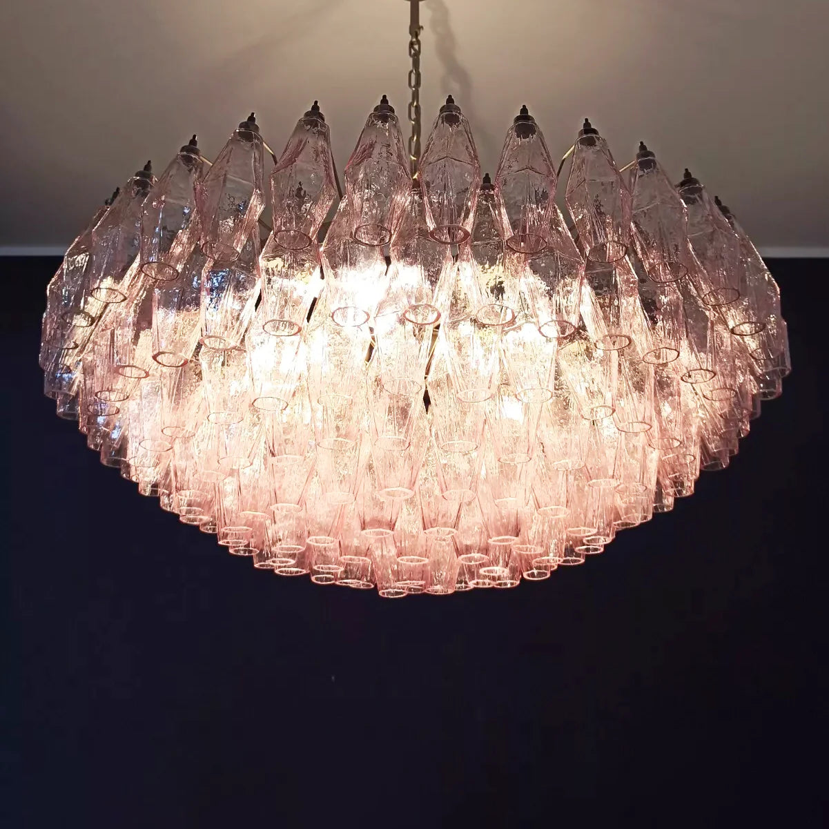 Murano Faceted Pink Glass Chandelier
