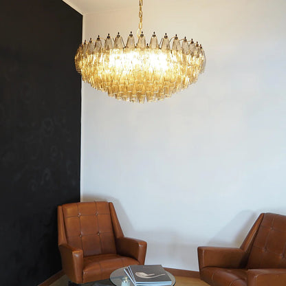 Murano Faceted Smoked Glass Chandelier