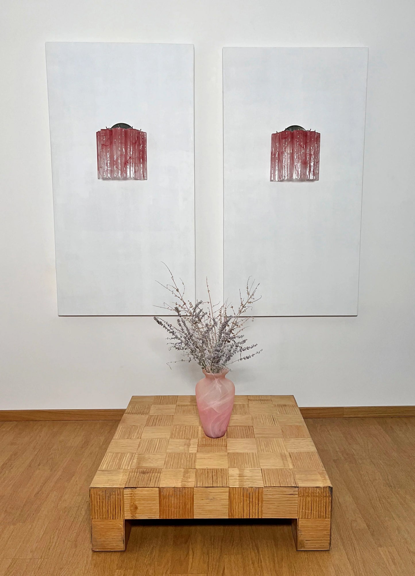 Murano Pink Glass Tube Wall Lamp