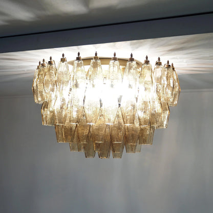 Murano Poliedri Smoked Ceiling Light