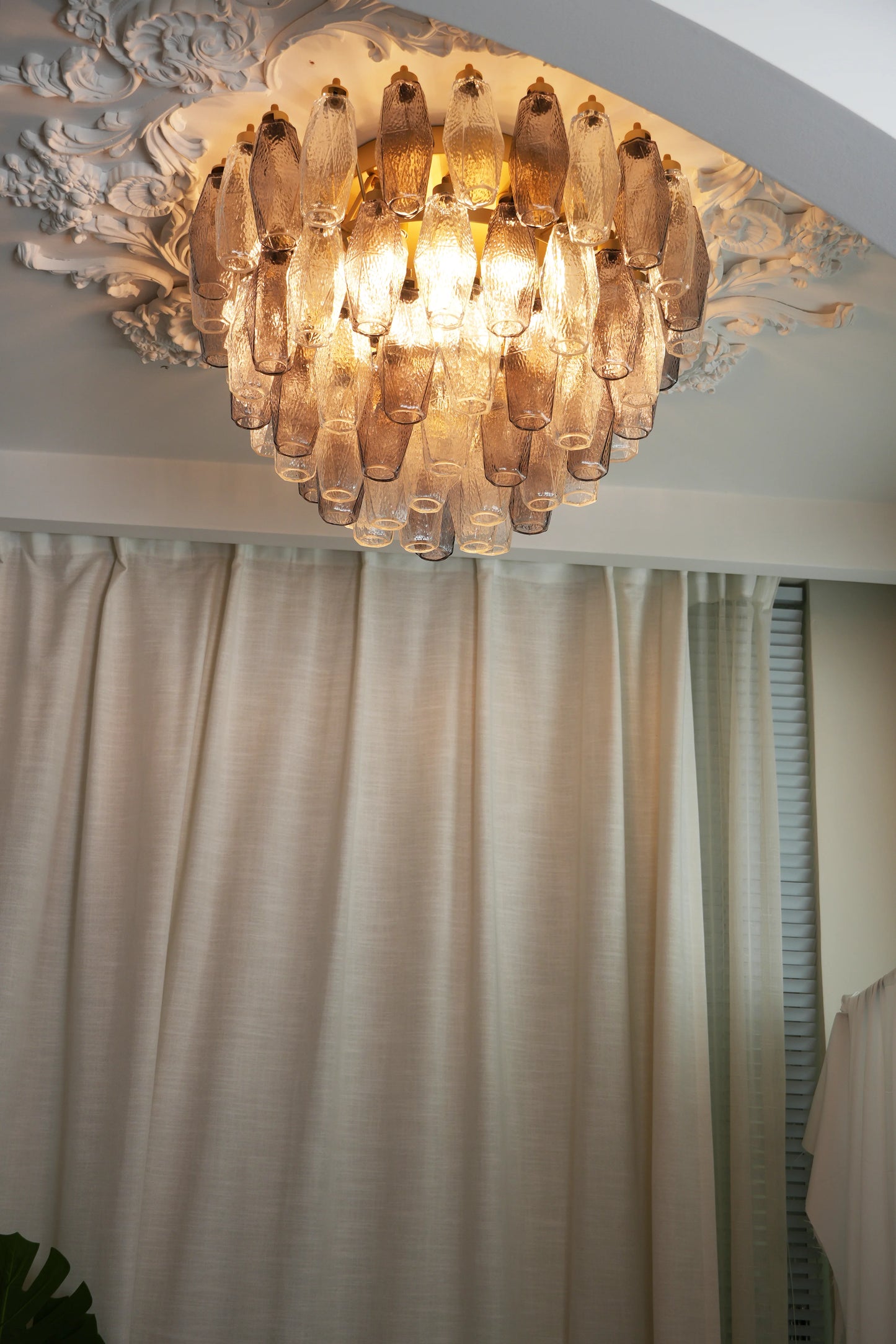 Murano Poliedri Transparent Smoked Ceiling Light