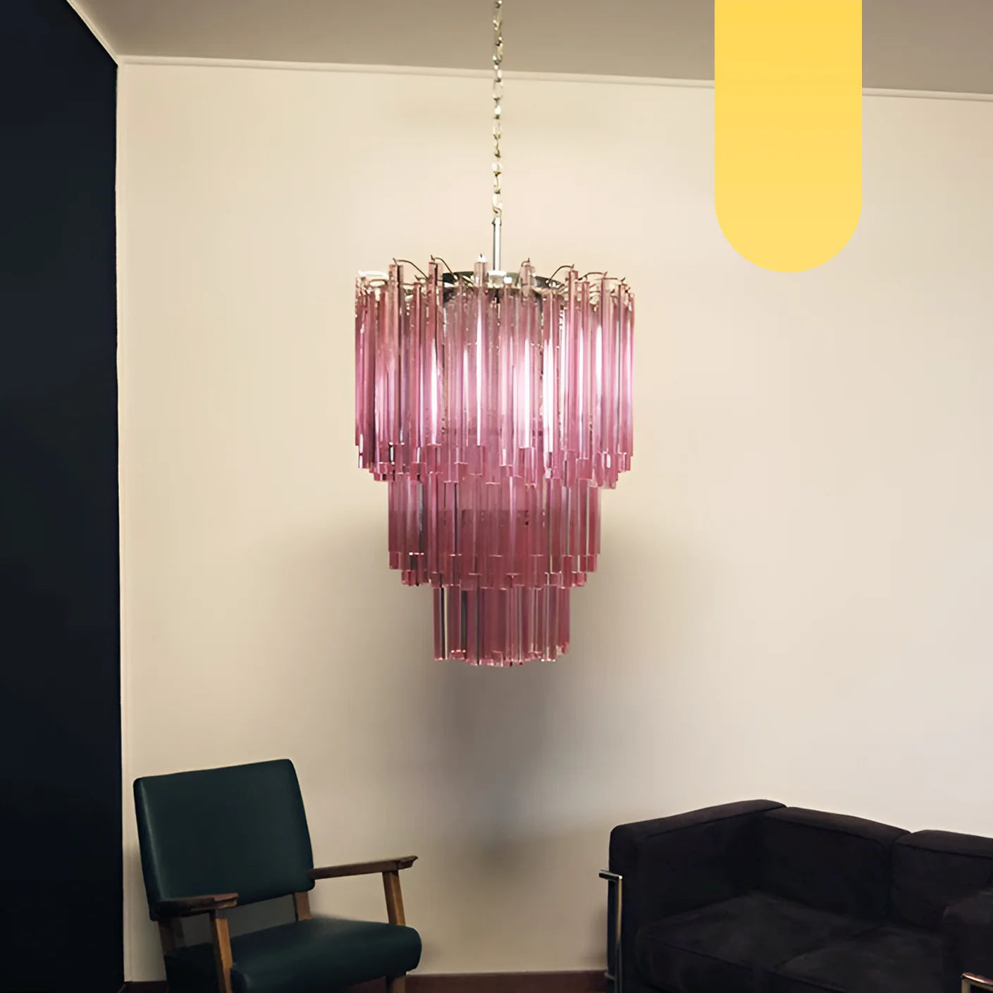 Murano Triedri Prisms Pink Chandelier