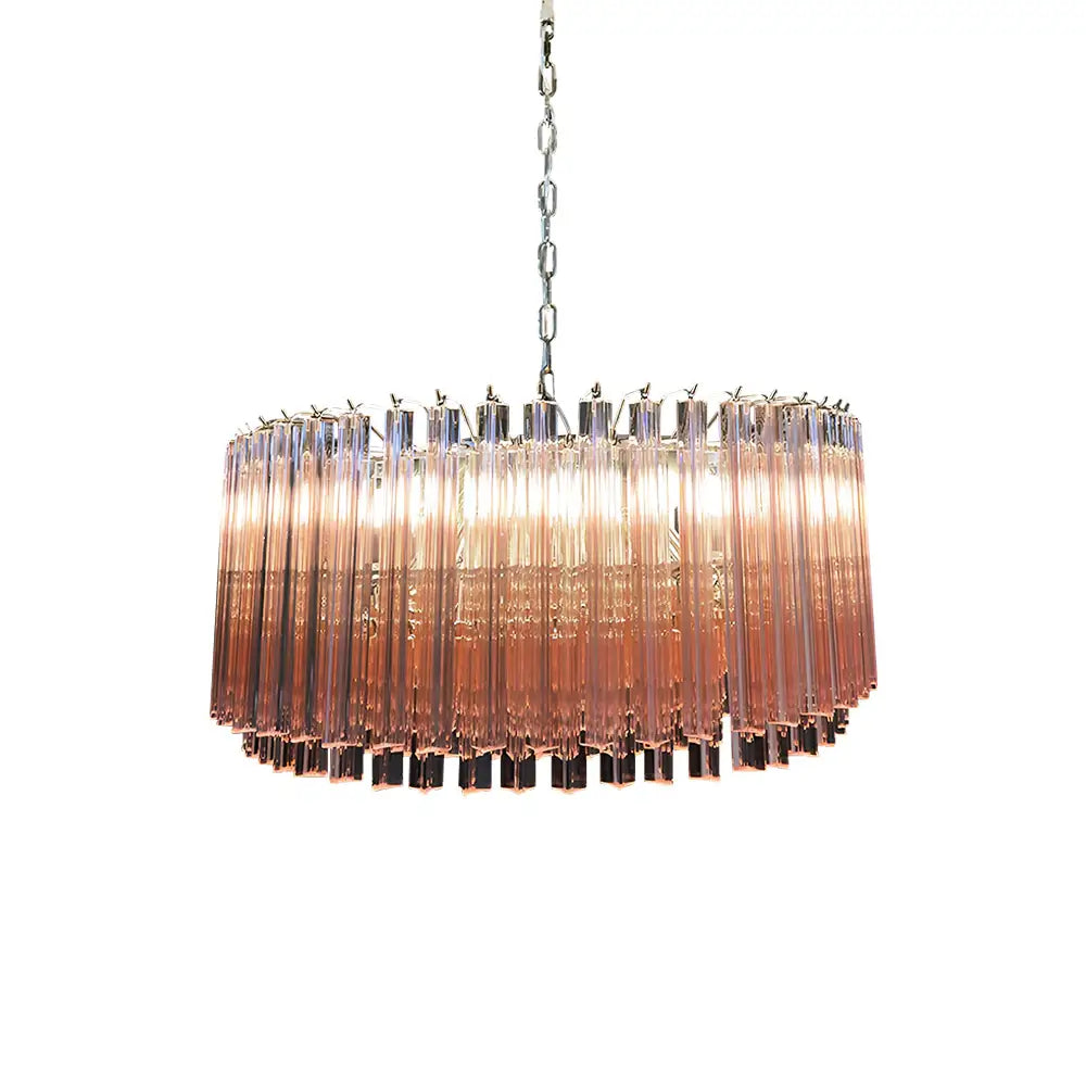 Murano Triedri Round Prisms Pink Chandelier
