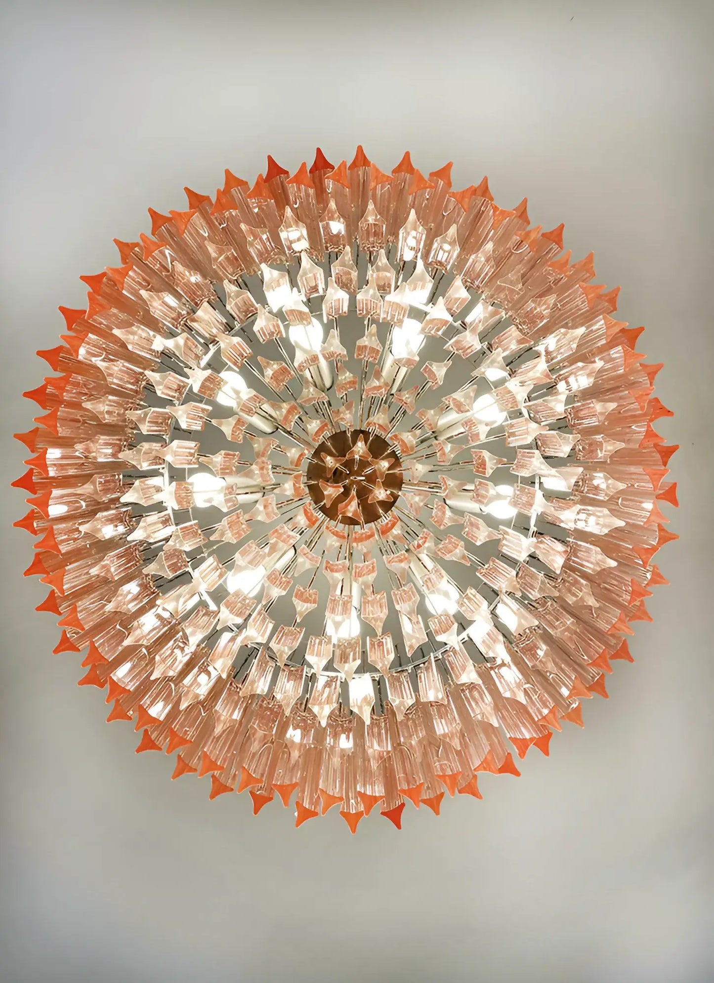 Murano Triedri Round Prisms Pink Chandelier