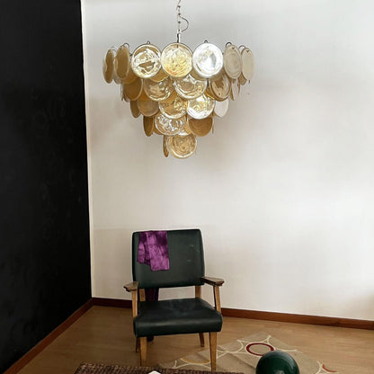 Orange Murano Disc Chandelier