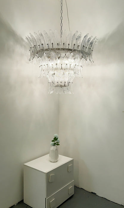 Palm Leaves Murano Transparent Glass Chandelier
