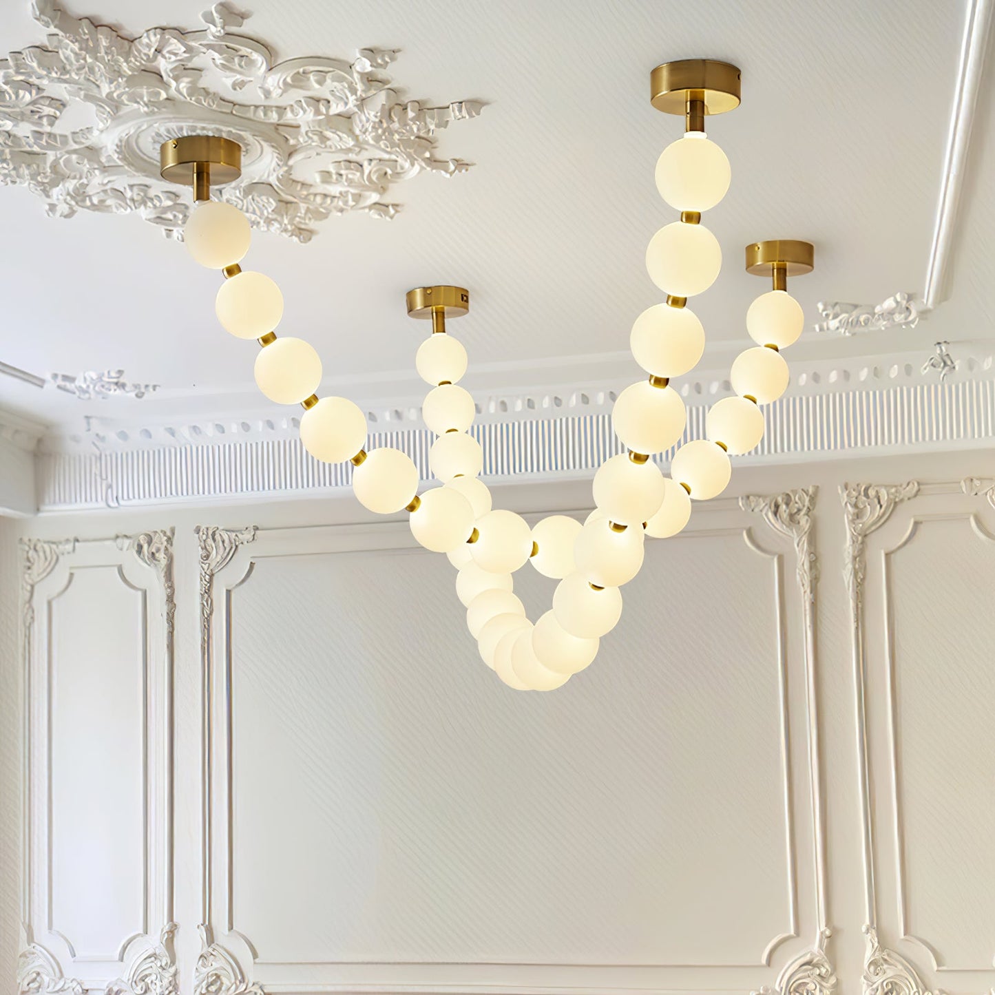 Pearl Glass Necklace Balls Chandelier