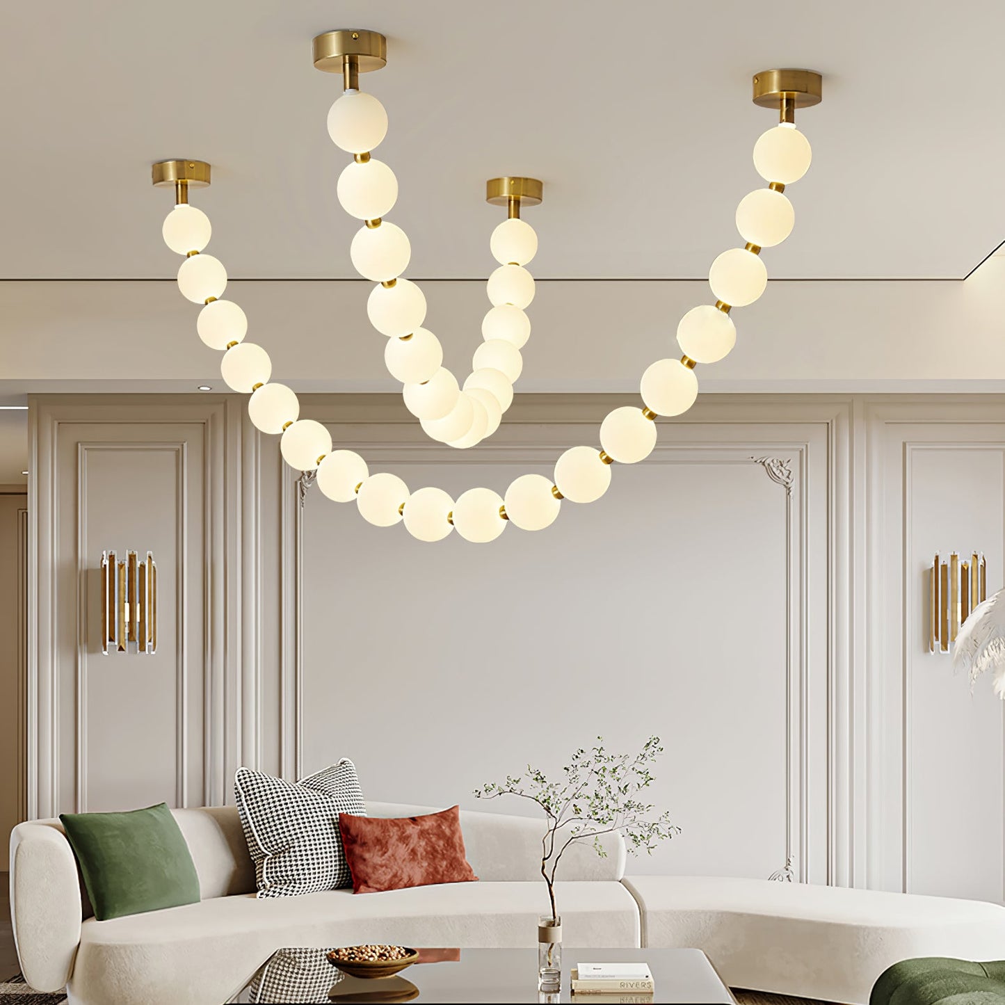 Pearl Glass Necklace Balls Chandelier