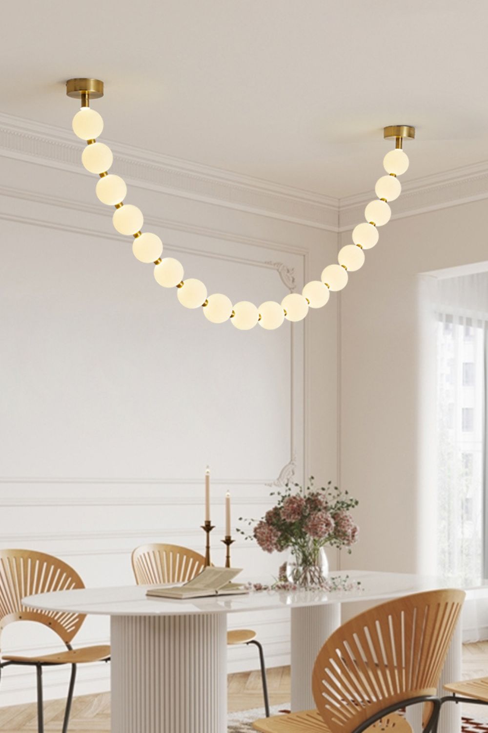 Pearl Glass Necklace Balls Chandelier