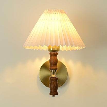 Pleated Walnut Wall Light