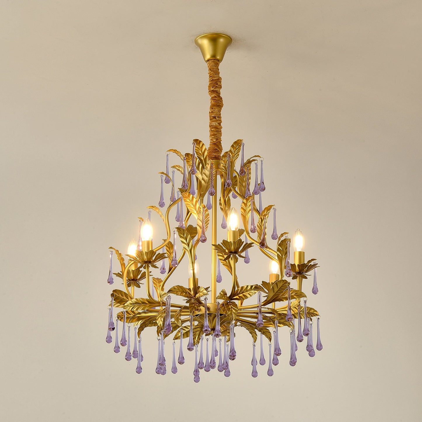 Purple Glass Birdcage Chandelier
