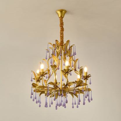 Purple Glass Birdcage Chandelier