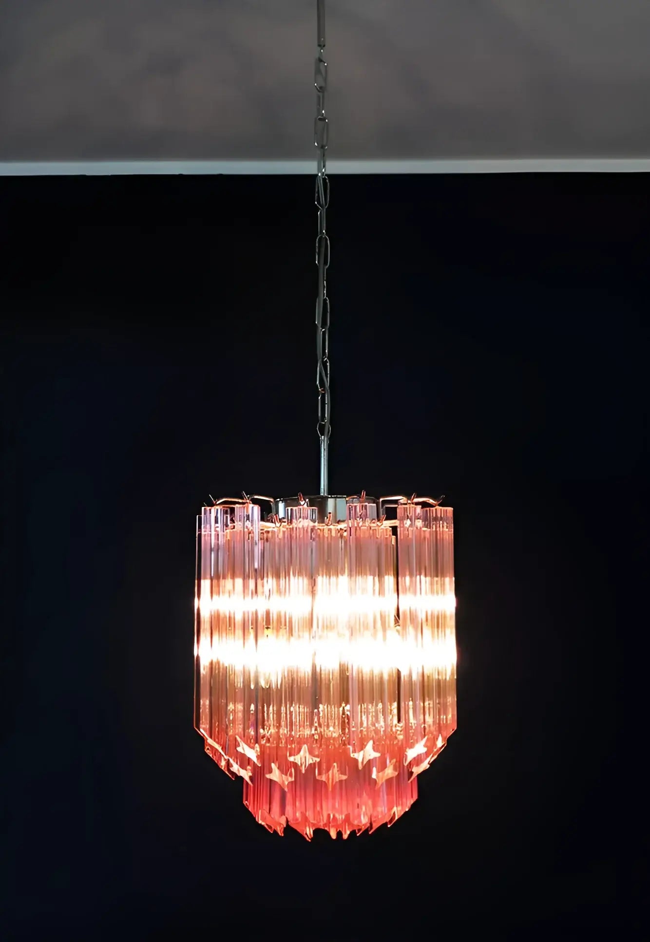 Quadriedri Murano Prisms Pink Chandelier