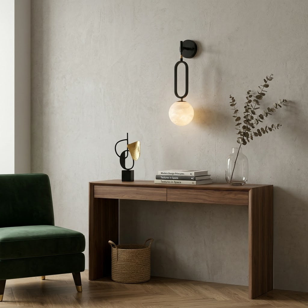 Alabaster Ball Wall Sconce