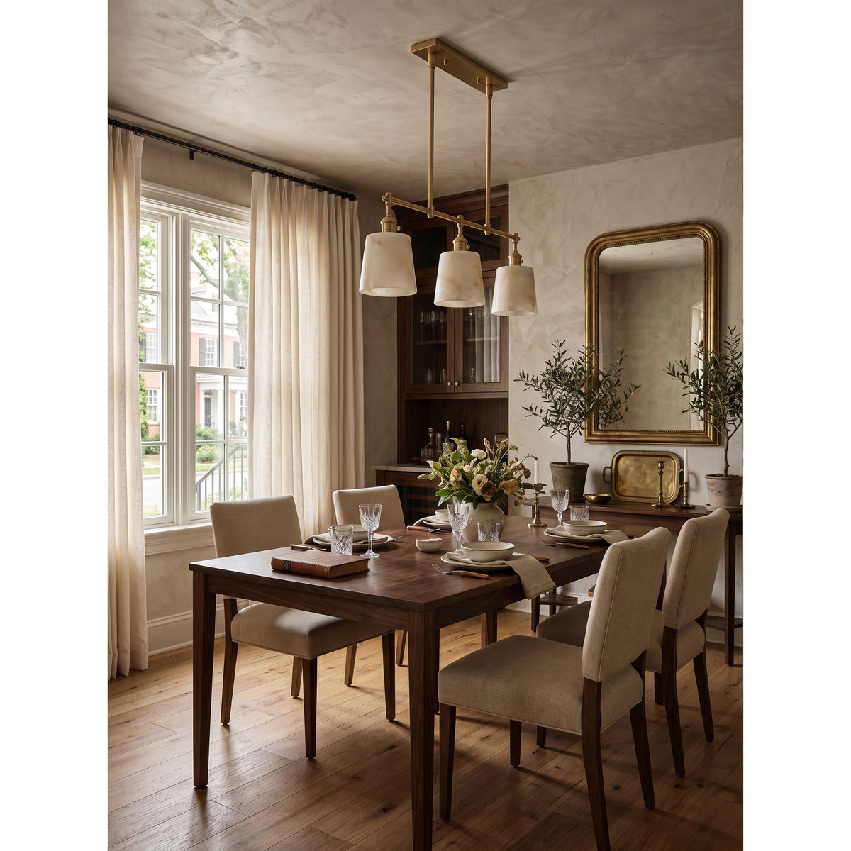 Ames Alabaster Linear Chandelier