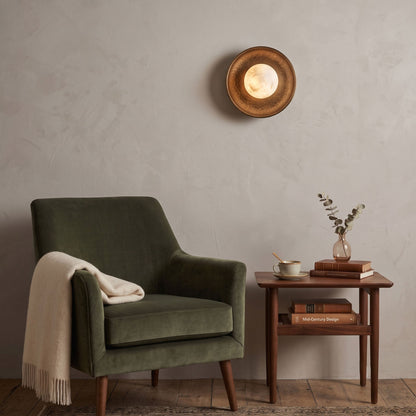 Aosta Disc Alabaster Wall Sconce