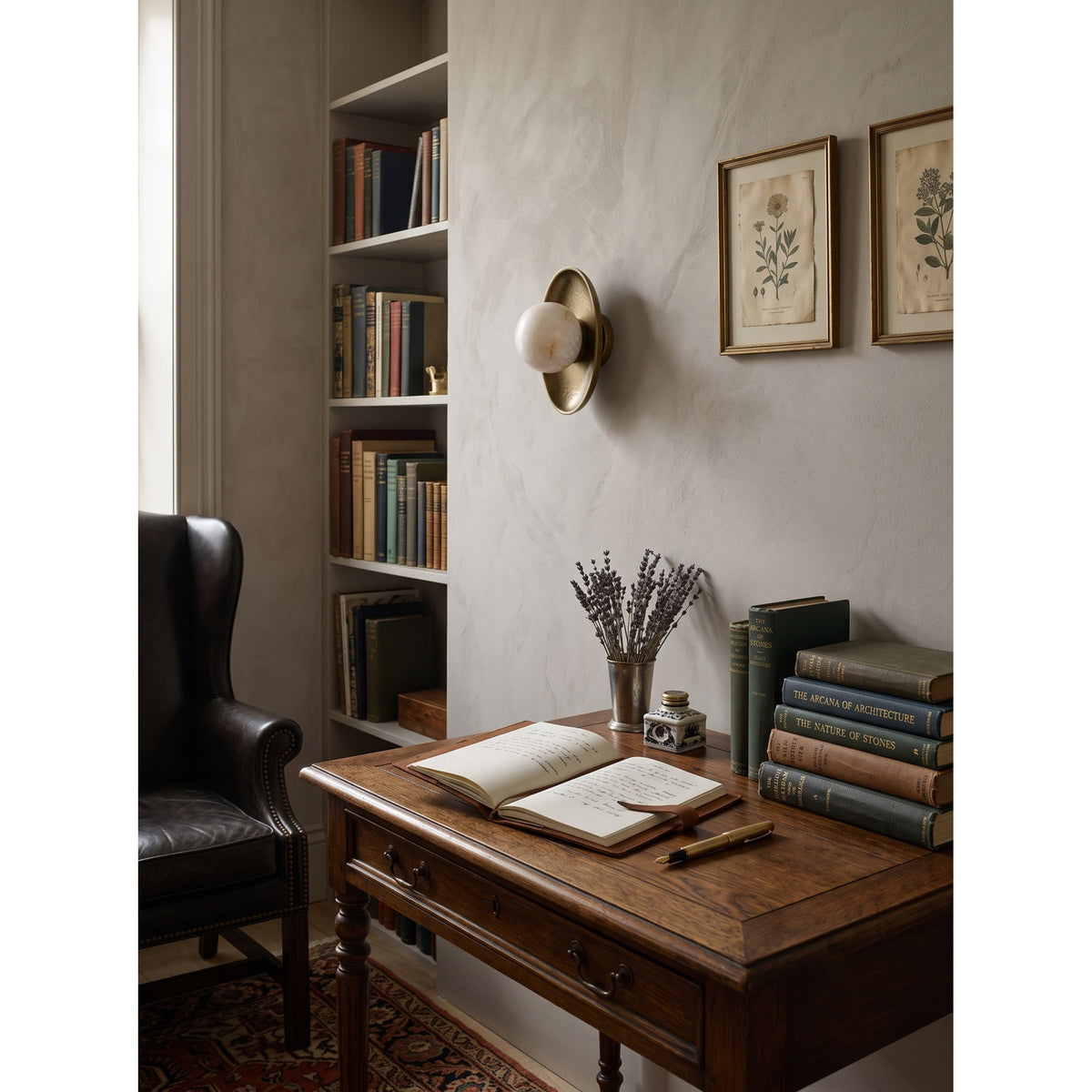 Aosta Disc Alabaster Wall Sconce