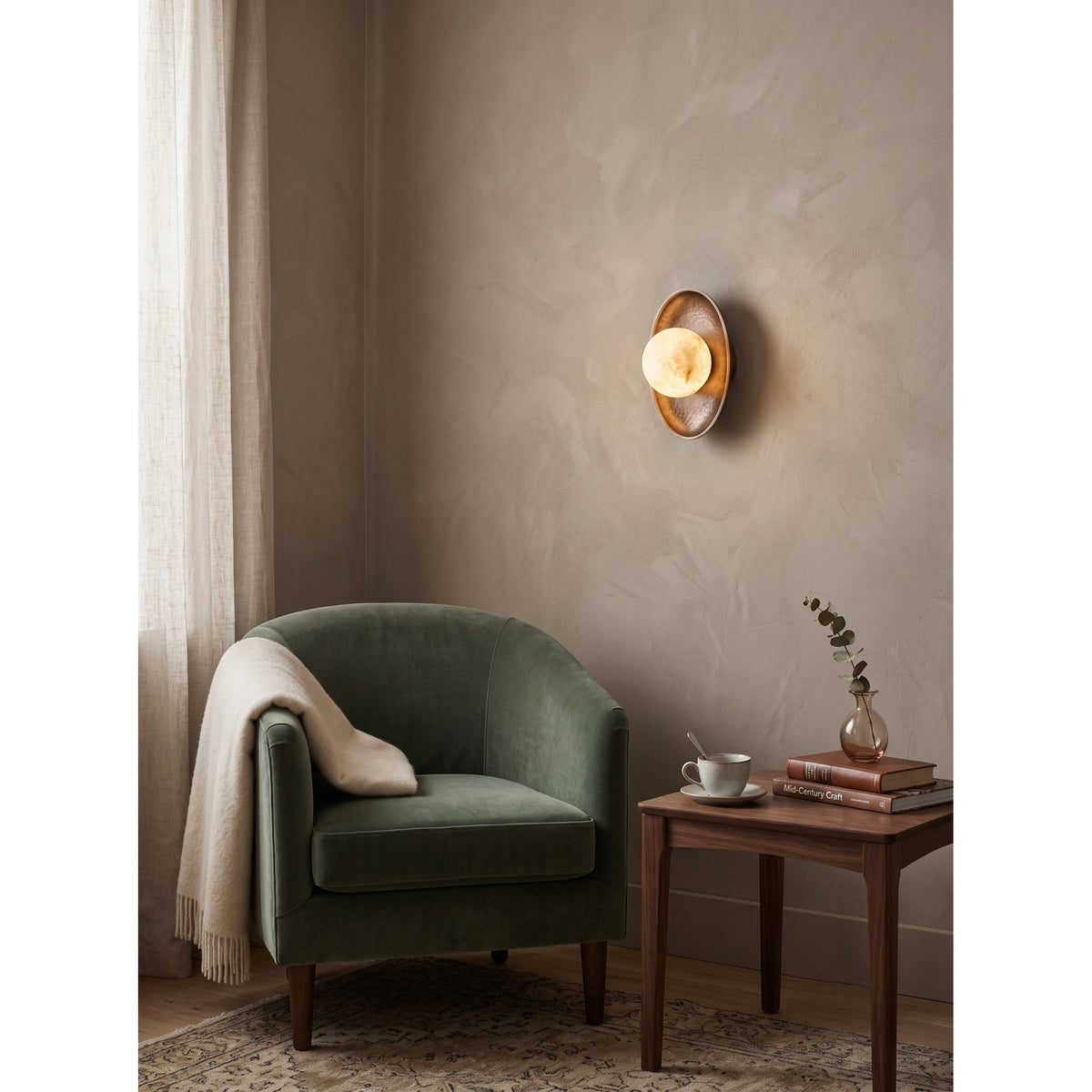 Aosta Disc Alabaster Wall Sconce