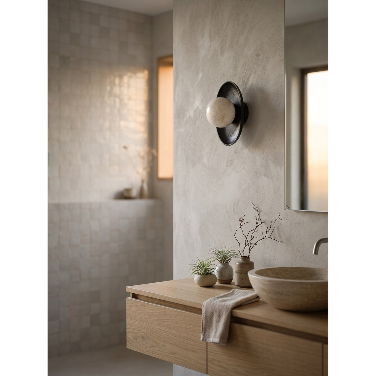 Aosta Disc Alabaster Wall Sconce