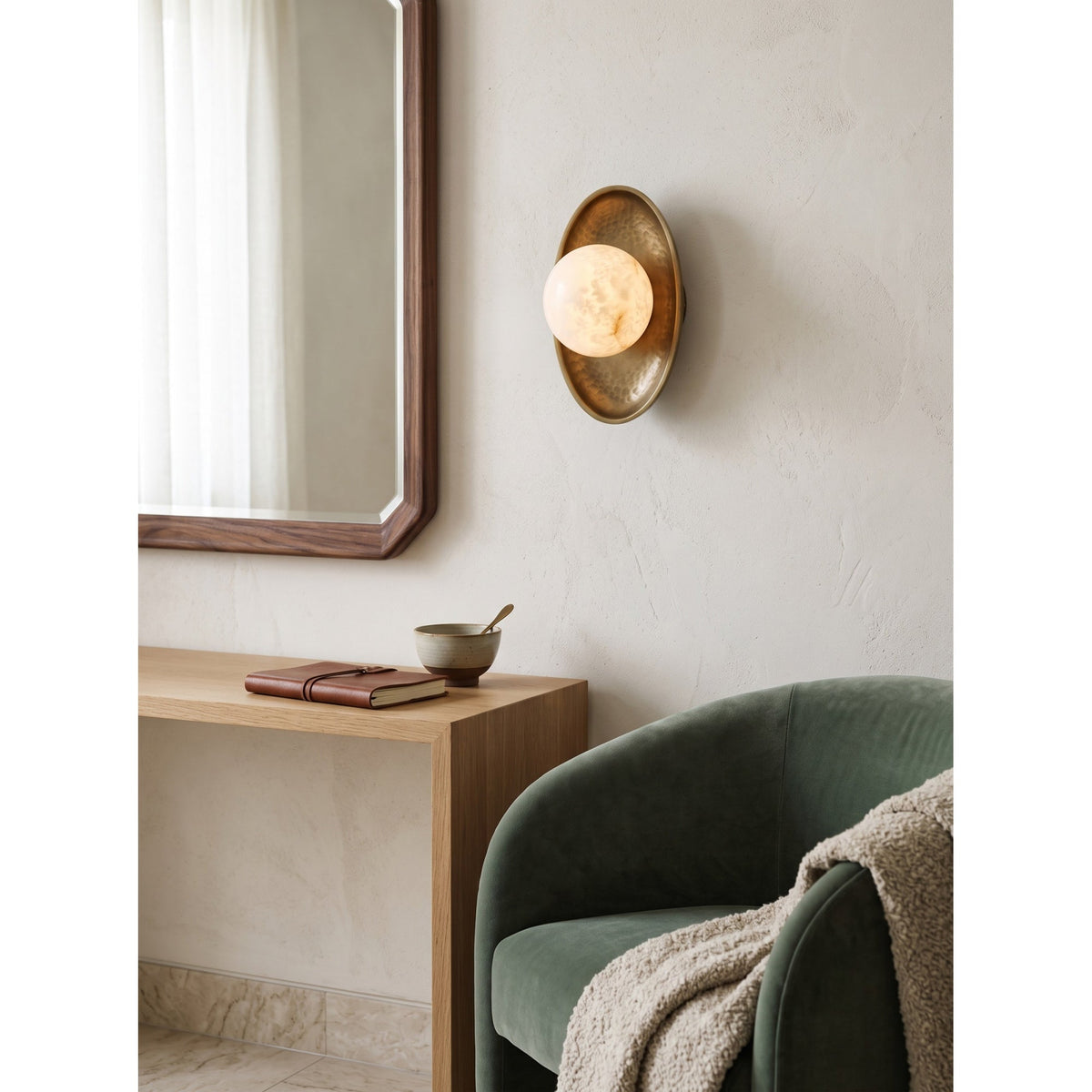 Aosta Disc Alabaster Wall Sconce