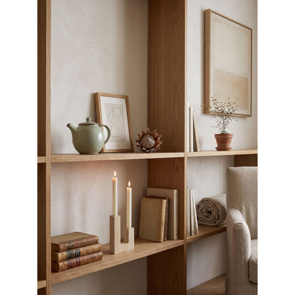 Asymmetrical Steps Travertine Candle Holder