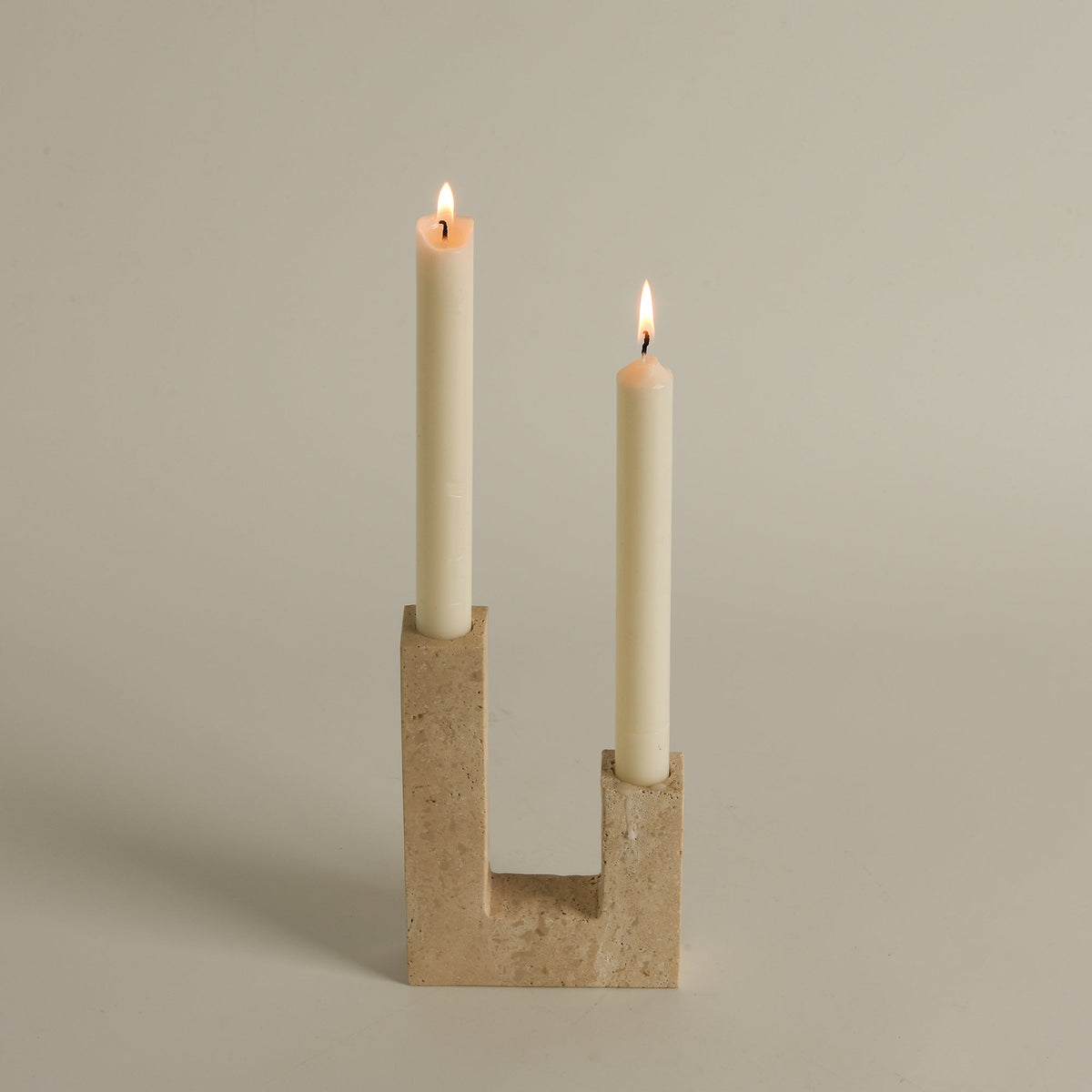 Asymmetrical Steps Travertine Candle Holder