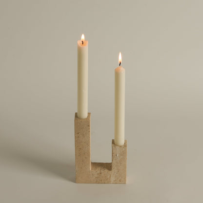 Asymmetrical Steps Travertine Candle Holder