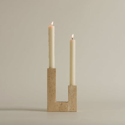 Asymmetrical Steps Travertine Candle Holder