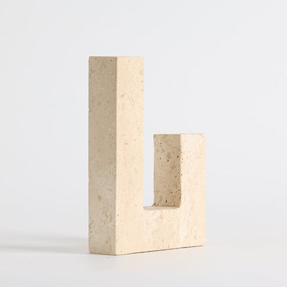 Asymmetrical Steps Travertine Candle Holder