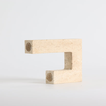 Asymmetrical Steps Travertine Candle Holder