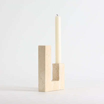 Asymmetrical Steps Travertine Candle Holder