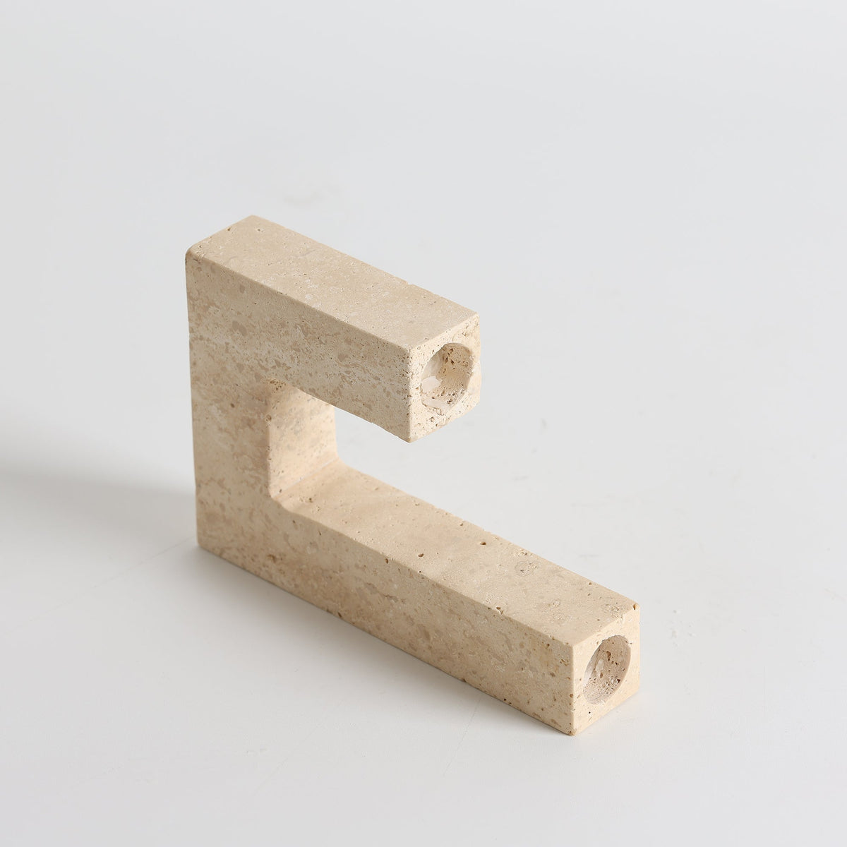 Asymmetrical Steps Travertine Candle Holder