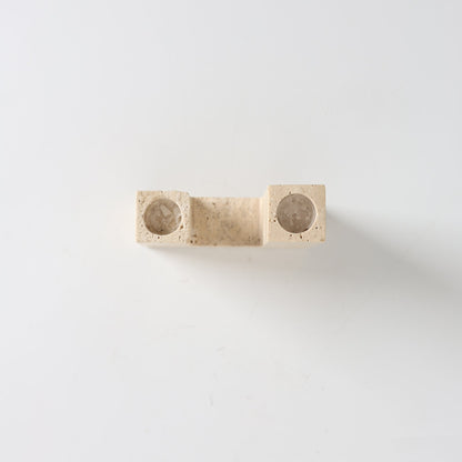 Asymmetrical Steps Travertine Candle Holder