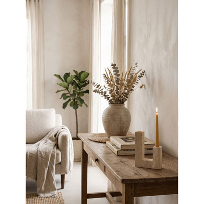 Asymmetrical Steps Travertine Candle Holder