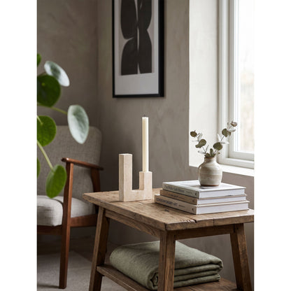 Asymmetrical Steps Travertine Candle Holder