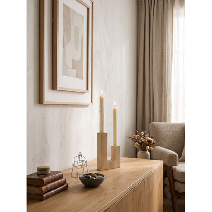 Asymmetrical Steps Travertine Candle Holder