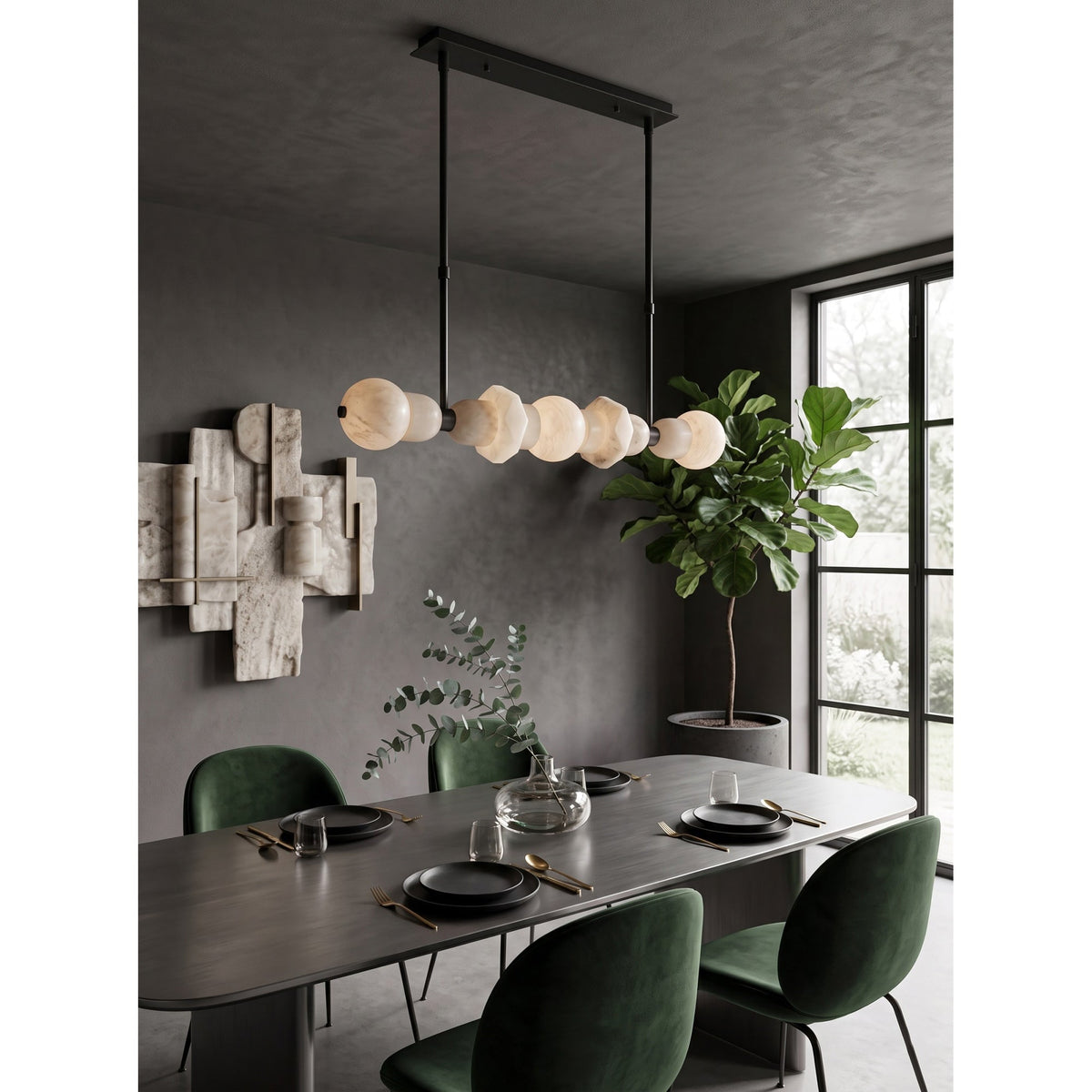 Belmont Brass Alabaster Linear Chandelier